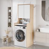 Yurupa Çamaşır Makinesi Üstü Dolabı Valen Banyo Düzenleyici Raflı Kapaklı Çok Amaçlı Dolap Sepet-Beyaz Val2-Sw - sepet - beyaz - Kahverengi - Beyaz