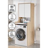 Yurupa Çamaşır Makinesi Üstü Dolabı Valen Banyo Düzenleyici Raflı Kapaklı Çok Amaçlı Dolap Sepet-Beyaz VAL2-SW