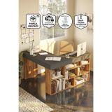 Yurupa Corner Kitaplık Raflı Çalışma Masası Çam-antrasit COR5-AA