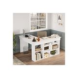 Yurupa Corner Kitaplık Raflı Çalışma Masası Çam-antrasit Cor5-w Beyaz