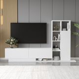 Yurupa Forte Beyaz Kapaklı Tv Ünitesi Modern Tasarım 201 cm Suntalam Malzeme ile Minimalist Boyutlar