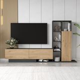 Yurupa Forte Kapaklı Tv Ünitesi Modern Tasarım Antrasit Renk Suntalam Malzeme 201 cm Genişlik - Kahve - Antrasit