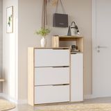 Yurupa Icon Düşer Kapak Ayakkabılık Kayar Raflı 4 Kapaklı 7 Bölmeli Sepet-Beyaz Ico3-Sw - Kahverengi
