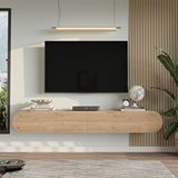 Yurupa Lumos 180 cm Oval Kapaklı Tv Ünitesi Modern Duvara Monte Tv Sehpası Sepet Lum1-S - Kahverengi