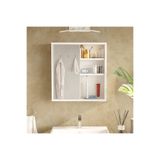 Yurupa Marble Aynalı Lavabo Üstü Banyo Dolabı Raflı Kapaklı 60CM Beyaz Mar1-W