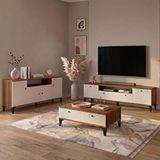 Yurupa Valaris Tv Ünitesi Orta Sehpa Konsol Takımı Modern Ayaklı 3'lü Set Ceviz-kaşmir Vis6-cka