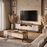 Yurupa Valaris Tv Ünitesi ve Orta Sehpa Takımı Modern Ayaklı 2'li Set Ceviz-Kaşmir Vıs5-Cka - Bej