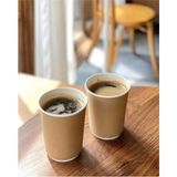 Yuşa Pack 14 Oz Double Wall Kraft Görünüm Karton Bardak + Siyah Kapaklı 25'li