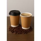 Yuşa Pack 14 Oz Double Wall Kraft Görünüm Karton Bardak + Siyah Kapaklı 50'li - HBCV0000A0OPX8