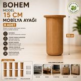 Yusa Stores Bohem Model 15 cm Mobilya Ayağı Söğüt Rengi Sert Polimer Koltuk Dolap Tv Ünitesi Ayağı-8 Adet