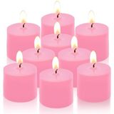Yusevot 9 Paket Pembe Adak Mumları, Noel Sevgililer Günü Düğün, Parti, Masa Tatili ve Ev Dekorasyonu için Küçük Kokusuz 1,5 İnç Çaplı Mum Mumları - 8 Saat Yanma Süresi (3,8 cm G x 3,2 cm Y)