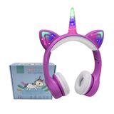YUSONIC Unicorn Çocuk Kablosuz Kulaklık, Kız Erkek Dizüstü Bilgisayar Tableti için Küçük Çocuk Bluetooth Kulaklık, Doğum Günü Seyahat Okul Hediyeleri için Led Işıklı Çocuk Kulaklığı. (koyu mor)