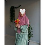 Yüsra Collection Ayrobin Elbise ve Kısa Sufle 2’li Takım Kombin - Mint Yeşili - Pudra - Standart