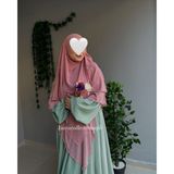 Yüsra Collection Ayrobin Elbise ve Uzun Sufle 2’li Takım Kombin - Mint Yeşili - Pudra - Standart