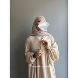 Yüsra Collection Ferace Tesettür Menekşe Elbise - Bej - Standart