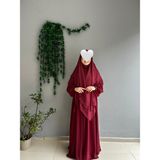 Yüsra Collection Liza Elbise ve Uzun Sufle 2’li Takım - Bordo - Standart