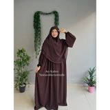 Yüsra Collection Menekşe Elbise ve Gölgeli Sufle 2'li Takım - Acı Kahve - Standart