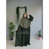 Yüsra Collection Menekşe Elbise ve Gölgeli Sufle 2'li Takım - Açık Haki - Standart