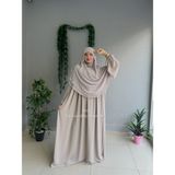 Yüsra Collection Menekşe Elbise ve Gölgeli Sufle 2'li Takım - Bej - Standart