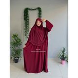Yüsra Collection Menekşe Elbise ve Gölgeli Sufle 2'li Takım - Bordo - Standart