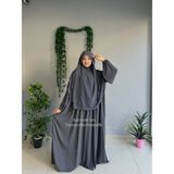 Yüsra Collection Menekşe Elbise ve Gölgeli Sufle 2'li Takım - Füme - Standart