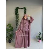 Yüsra Collection Menekşe Elbise ve Gölgeli Sufle 2'li Takım - Gül Kurusu - Standart