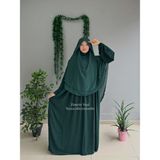 Yüsra Collection Menekşe Elbise ve Gölgeli Sufle 2'li Takım - Zümrüt Yeşili - Standart