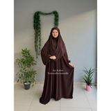 Yüsra Collection Menekşe Elbise ve Kısa Sufle 2'li Takım - Acı Kahve - Standart