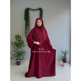 Yüsra Collection Menekşe Elbise ve Kısa Sufle 2'li Takım - Bordo - Standart