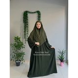 Yüsra Collection Menekşe Elbise ve Kısa Sufle 2'li Takım - Koyu Haki - Standart