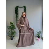 Yüsra Collection Menekşe Elbise ve Kısa Sufle 2'li Takım - Koyu Vizon - Standart