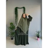 Yüsra Collection Menekşe Elbise ve Uzun Sufle 2'li Takım - Açık Haki - Standart