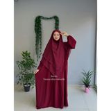 Yüsra Collection Menekşe Elbise ve Uzun Sufle 2'li Takım - Bordo - Standart