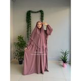 Yüsra Collection Menekşe Elbise ve Uzun Sufle 2'li Takım - Gül Kurusu - Standart