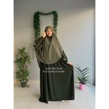 Yüsra Collection Papatya Nakışlı Liza Elbise ve Gölgeli Sufle 2”li Takım - Açık Haki - Standart