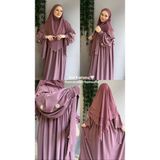 Yüsra Collection Papatya Nakışlı Liza Elbise ve Kısa Sufle 2 'li Takım - Gül Kurusu - Standart
