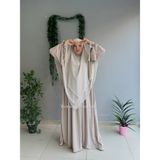 Yüsra Collection Papatya Nakışlı Liza Elbise ve Uzun Sufle 2”li Takım - Bej - Standart