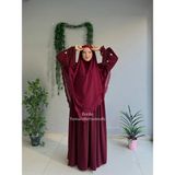 Yüsra Collection Papatya Nakışlı Liza Elbise ve Uzun Sufle 2”li Takım - Bordo - Standart