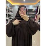 Yüsra Collection Tesettür Asel Takım Elbise Sufle Peçe 3’lü - Acı Kahve - Standart