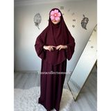 Yüsra Collection Tesettür Asel Takım Elbise Sufle Peçe 3’lü - Bordo - Standart