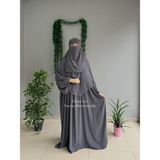 Yüsra Collection Tesettür Asel Takım Elbise Sufle Peçe 3’lü - Füme - Standart