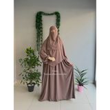 Yüsra Collection Tesettür Asel Takım Elbise Sufle Peçe 3’lü - Koyu Vizon - Standart