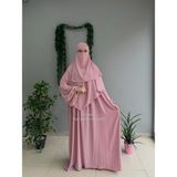 Yüsra Collection Tesettür Asel Takım Elbise Sufle Peçe 3’lü - Standart - Pudra