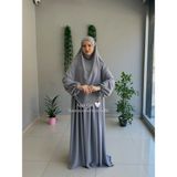 Yüsra Collection Tesettür Ayrobin Elbise ve Sufle Takım - Açık Gri - Standart