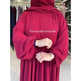 Yüsra Collection Tesettür Ayrobin Elbise ve Sufle Takım - Bordo - Standart
