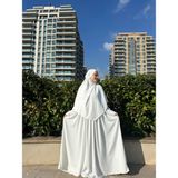 Yüsra Collection Tesettür Ayrobin Elbise ve Sufle Takım - Ekru - Standart
