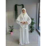 Yüsra Collection Tesettür Ayrobin Elbise ve Sufle Takım - Ekru - Standart