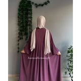 Yüsra Collection Tesettür Ayrobin Elbise ve Sufle Takım - Gül Kurusu - Standart