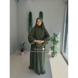 Yüsra Collection Tesettür Ayrobin Elbise ve Sufle Takım - Haki - Standart
