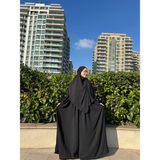 Yüsra Collection Tesettür Ayrobin Elbise ve Sufle Takım - Siyah - Standart